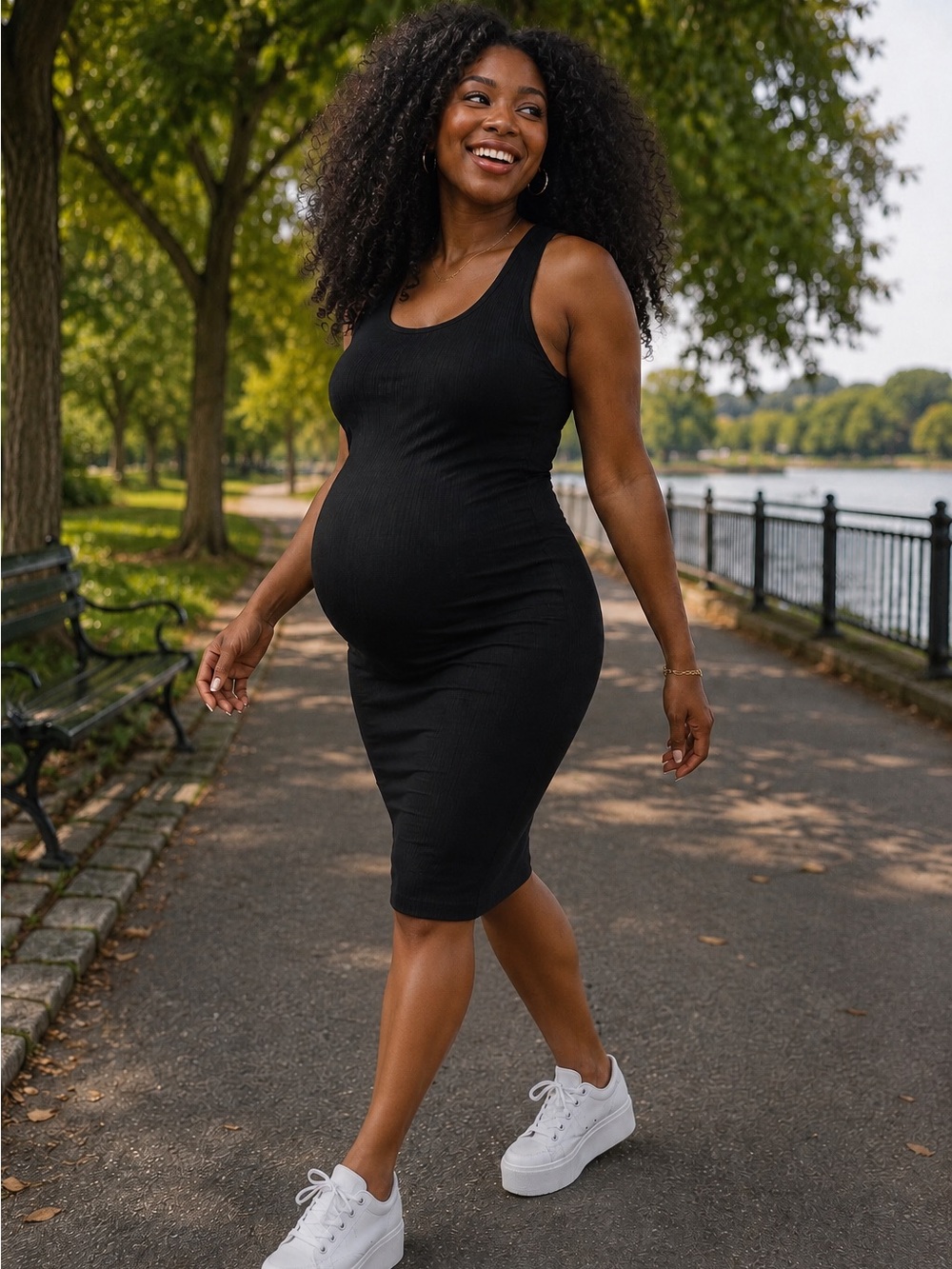 Maternity Rib Tank Dress - Black